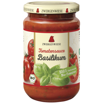 Zwergenwiese Tomatensauce Basilikum, 340 ml Glas
